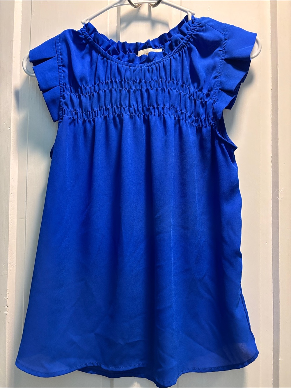 Monteau Cobalt Smocked Ruffle Sleeve Camisole